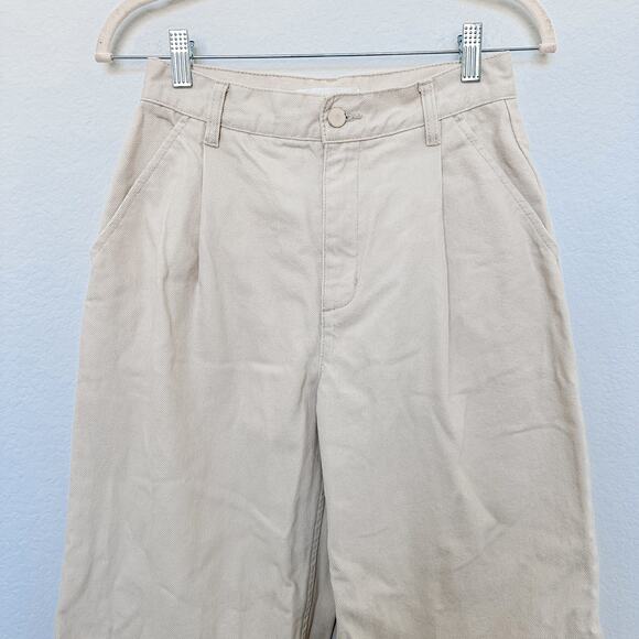 Oak + Fort High Waist Wide Leg Denim Cropped Jeans in‎ Cream Womens Size 2 - Picture 4 of 10